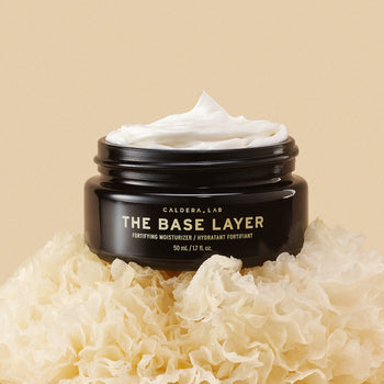 The Base Layer, Fortifying Moisturizer, on a bed of Tremella Mushroom