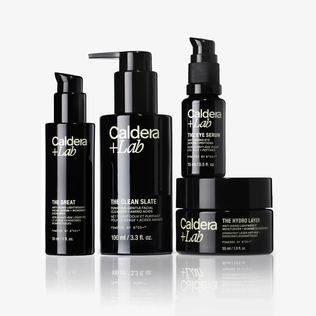 Set of Caldera + Lab skincare products on a white background