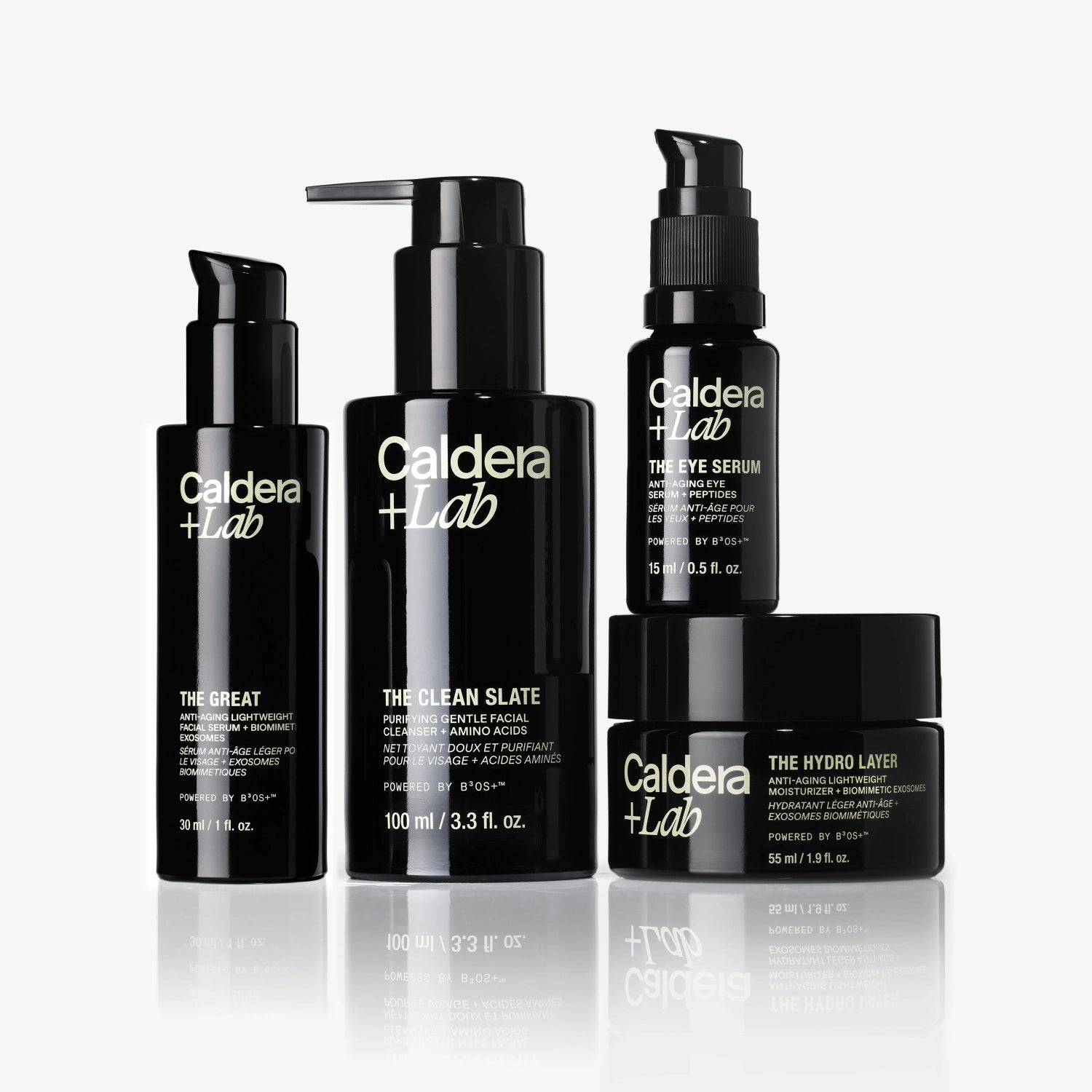Set of Caldera + Lab skincare products on a white background