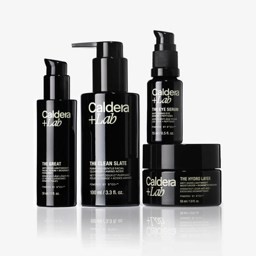 Set of Caldera + Lab skincare products on a white background